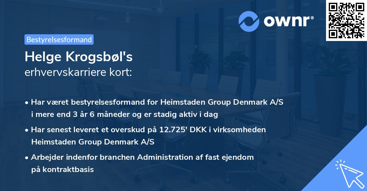 Helge Krogsbøl's erhvervskarriere kort