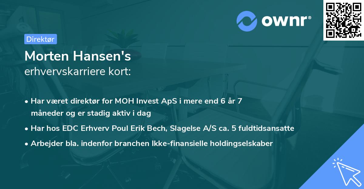Morten Hansen's erhvervskarriere kort