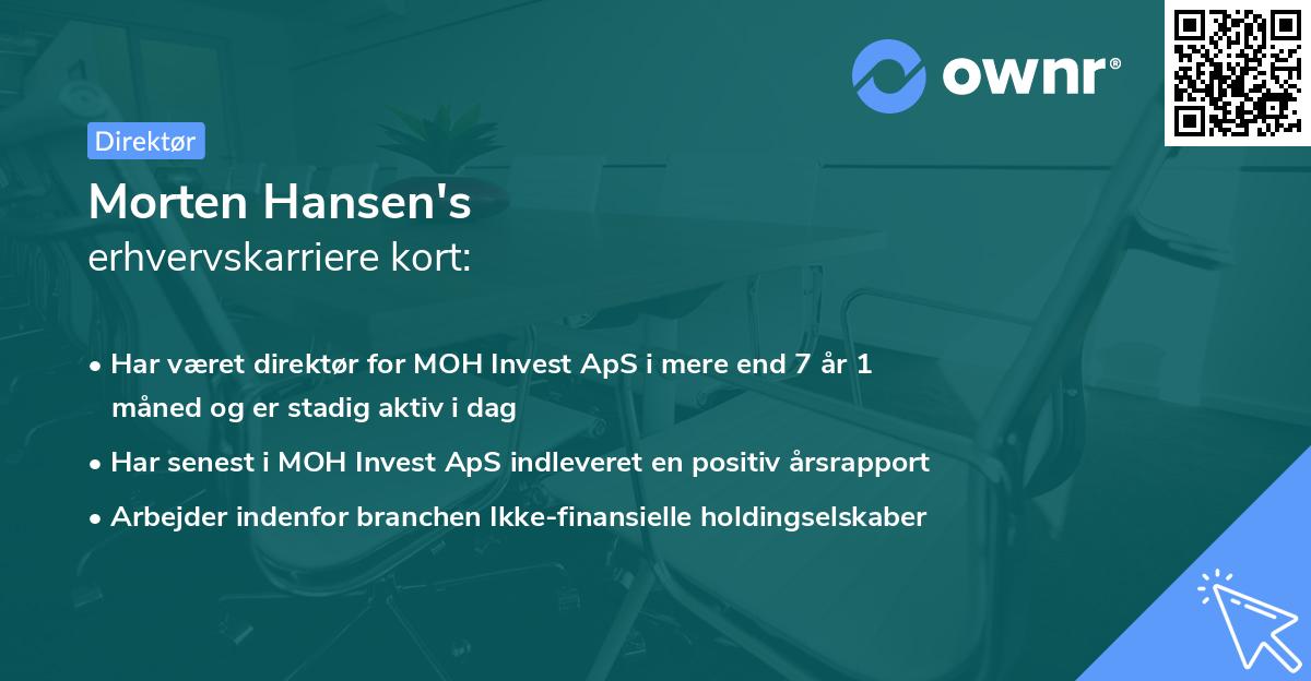 Morten Hansen's erhvervskarriere kort