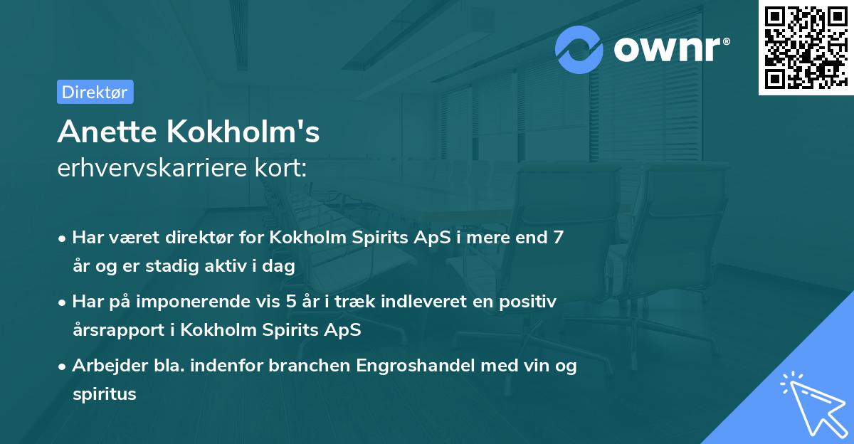 Anette Kokholm's erhvervskarriere kort