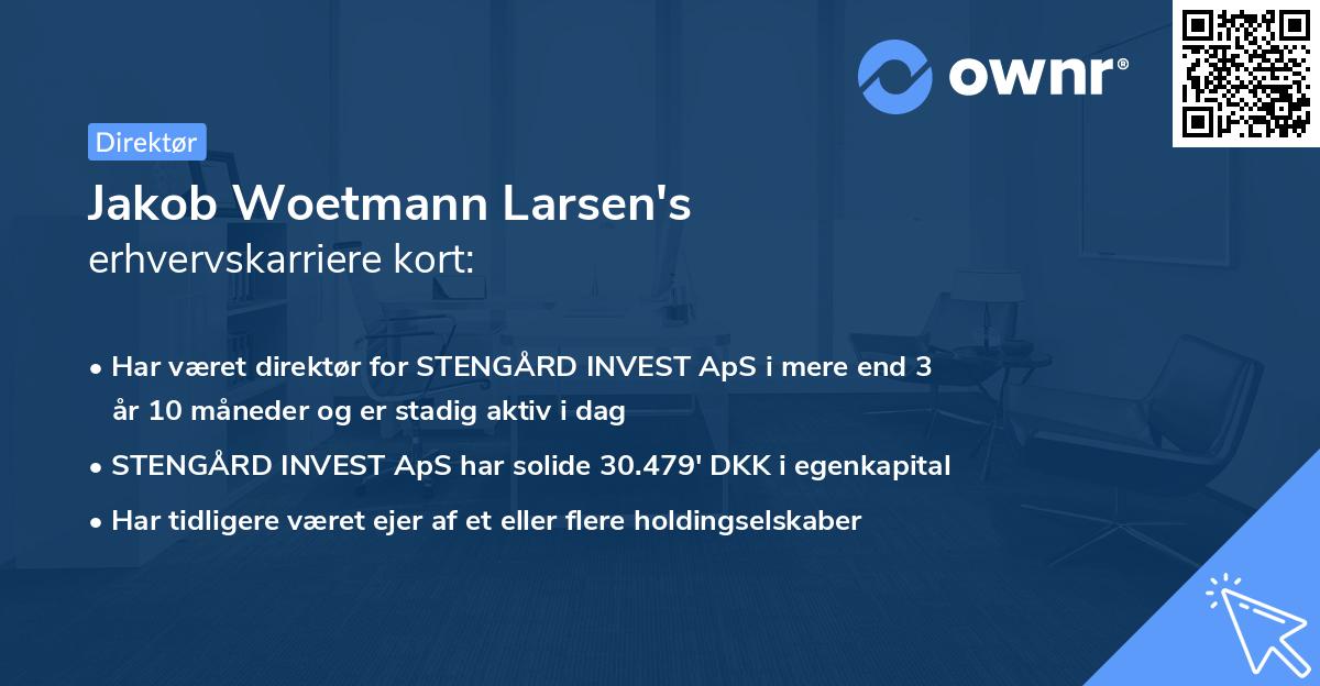 Jakob Woetmann Larsen's erhvervskarriere kort