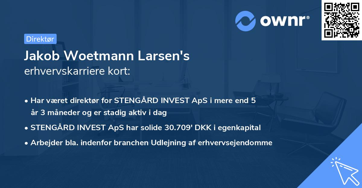 Jakob Woetmann Larsen's erhvervskarriere kort