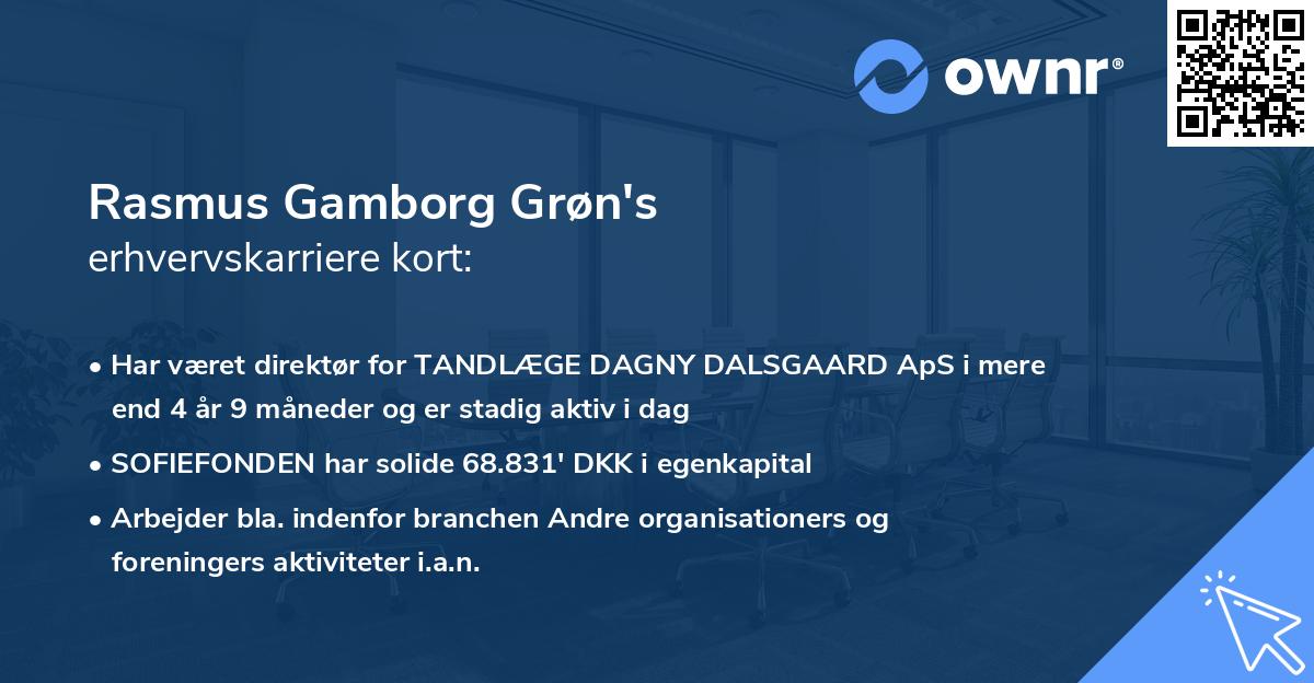 Rasmus Gamborg Grøn's erhvervskarriere kort