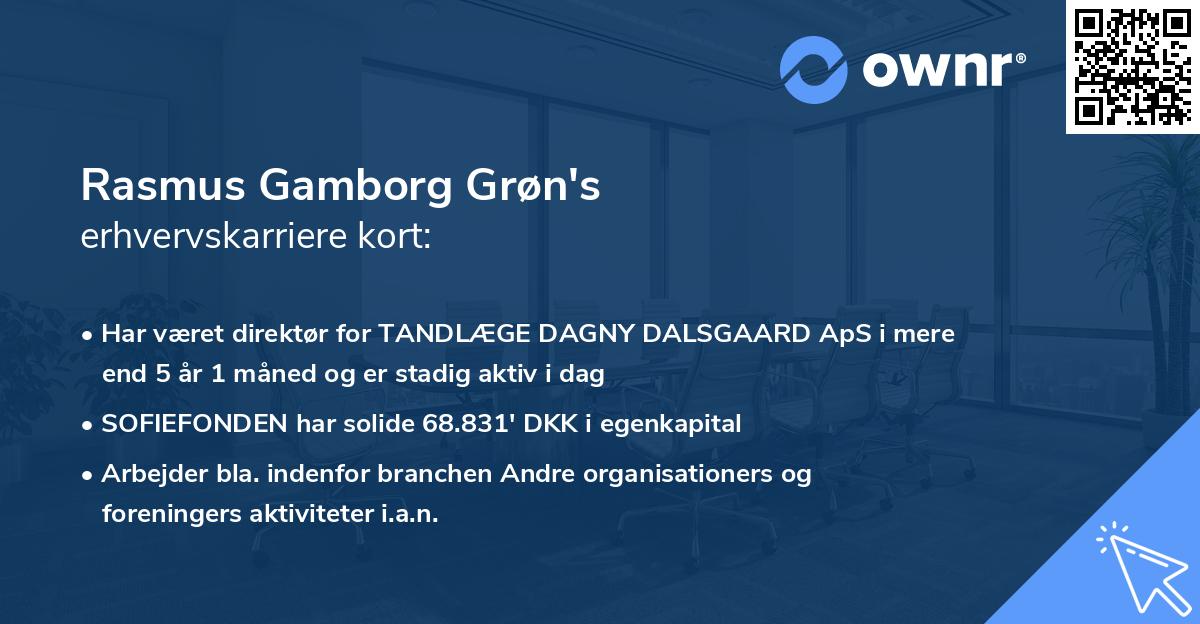 Rasmus Gamborg Grøn's erhvervskarriere kort