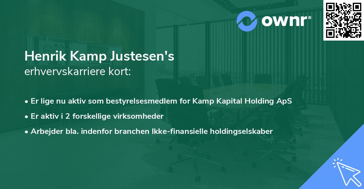 Henrik Kamp Justesen's erhvervskarriere kort
