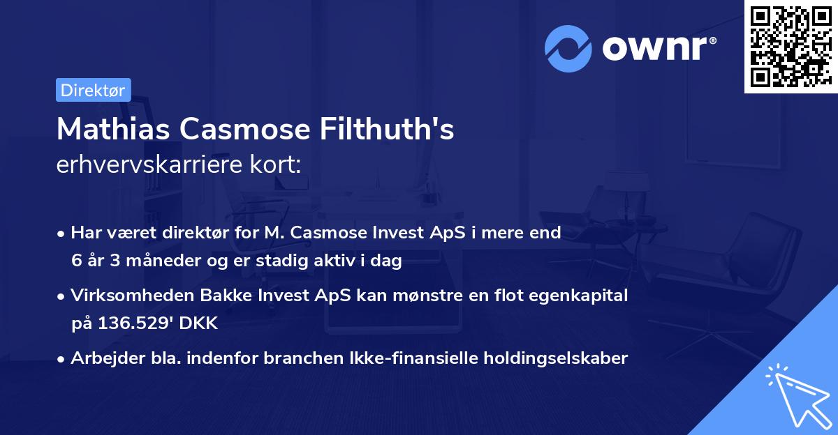 Mathias Casmose Filthuth's erhvervskarriere kort