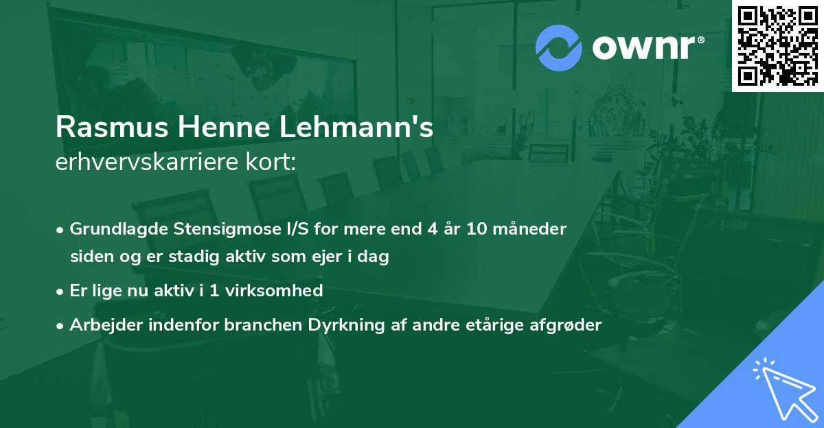 Rasmus Henne Lehmann's erhvervskarriere kort