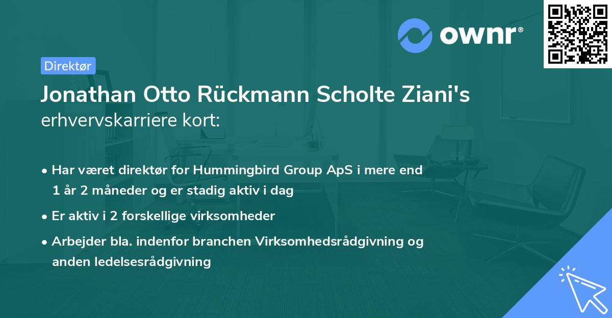 Jonathan Otto Rückmann Scholte Ziani's erhvervskarriere kort