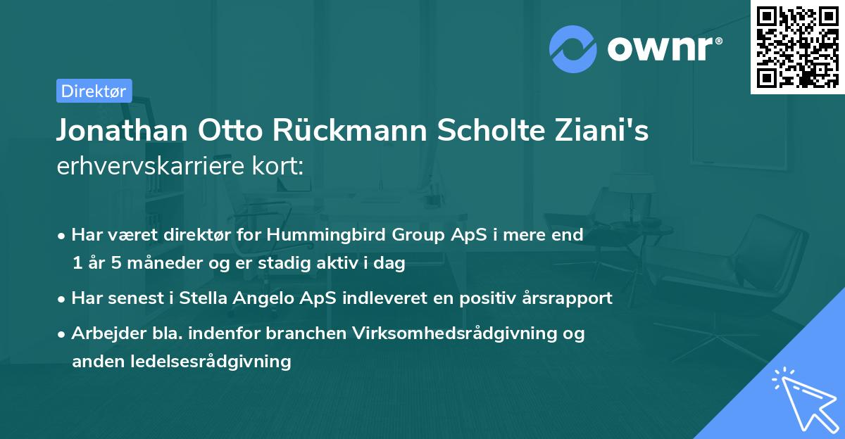Jonathan Otto Rückmann Scholte Ziani's erhvervskarriere kort