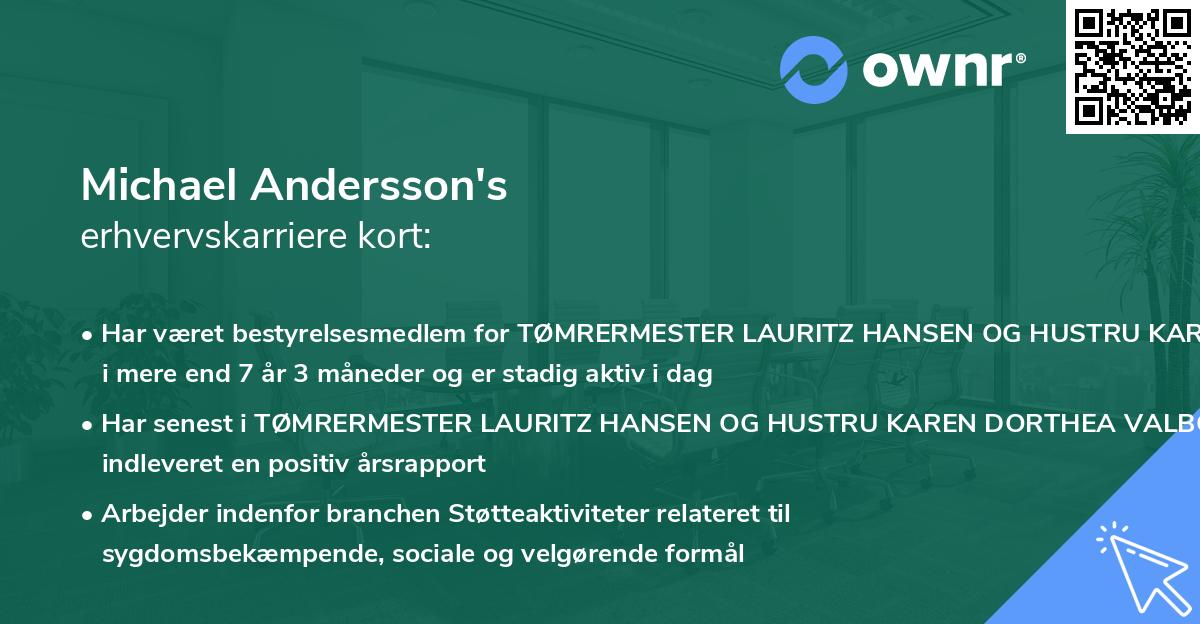 Michael Andersson's erhvervskarriere kort