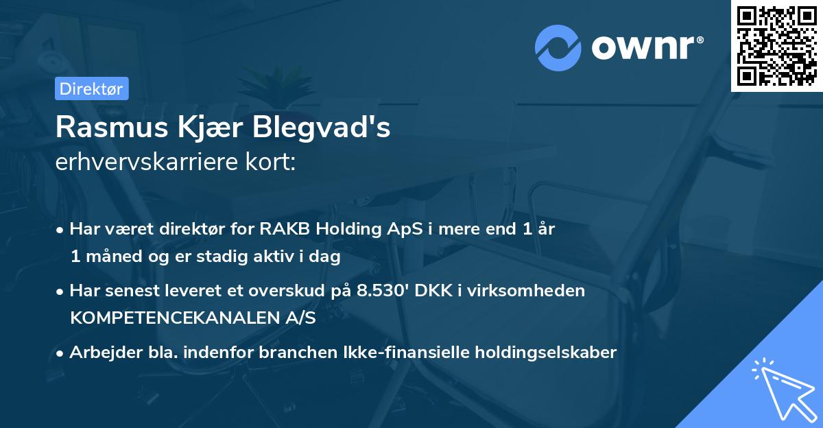 Rasmus Kjær Blegvad's erhvervskarriere kort