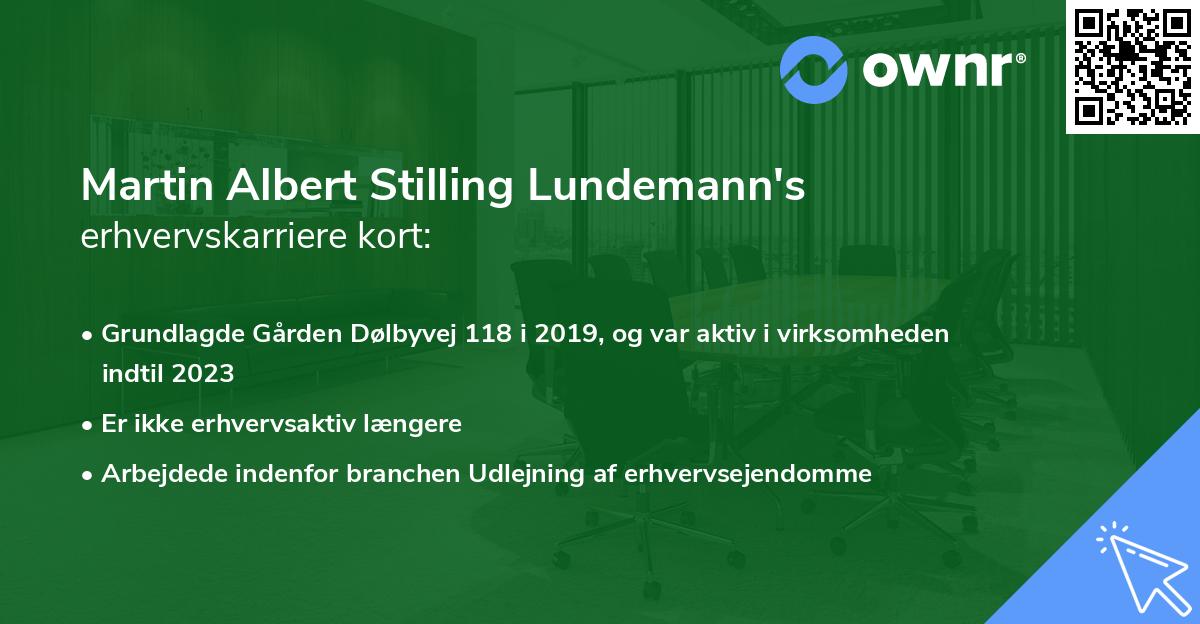 Martin Albert Stilling Lundemann's erhvervskarriere kort