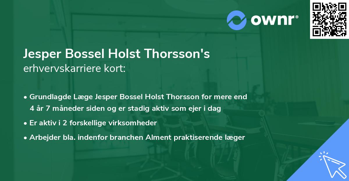 Jesper Bossel Holst Thorsson's erhvervskarriere kort