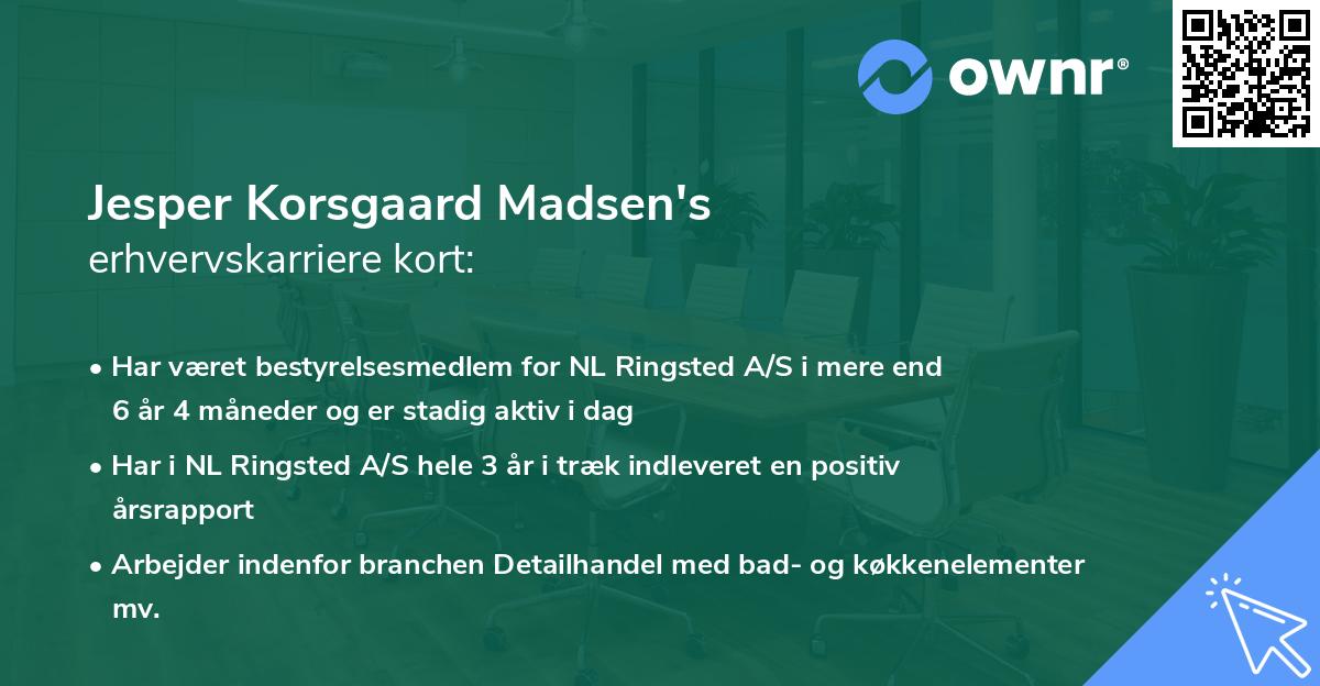 Jesper Korsgaard Madsen's erhvervskarriere kort