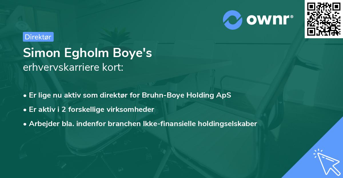 Simon Egholm Boye's erhvervskarriere kort