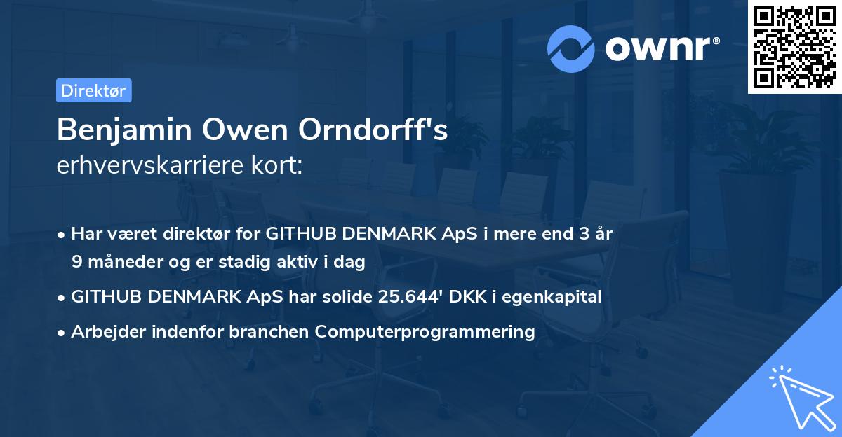 Benjamin Owen Orndorff's erhvervskarriere kort