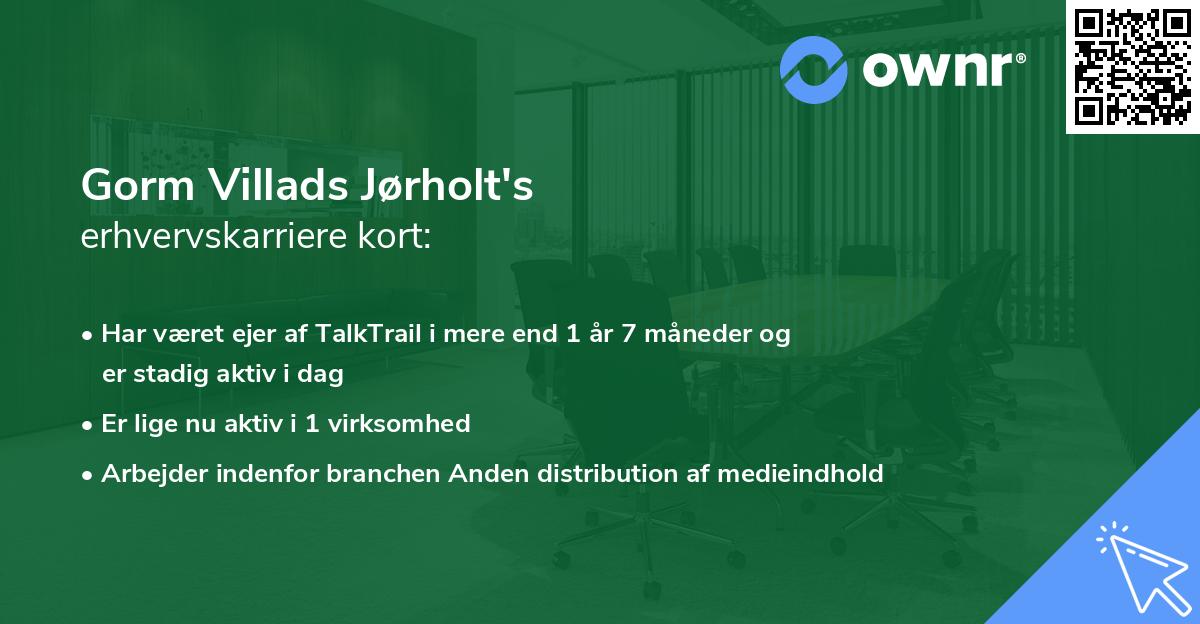 Gorm Villads Jørholt's erhvervskarriere kort