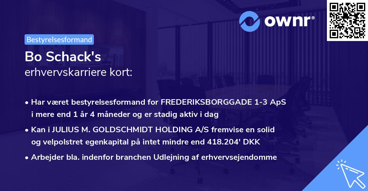 Bo Schack's erhvervskarriere kort