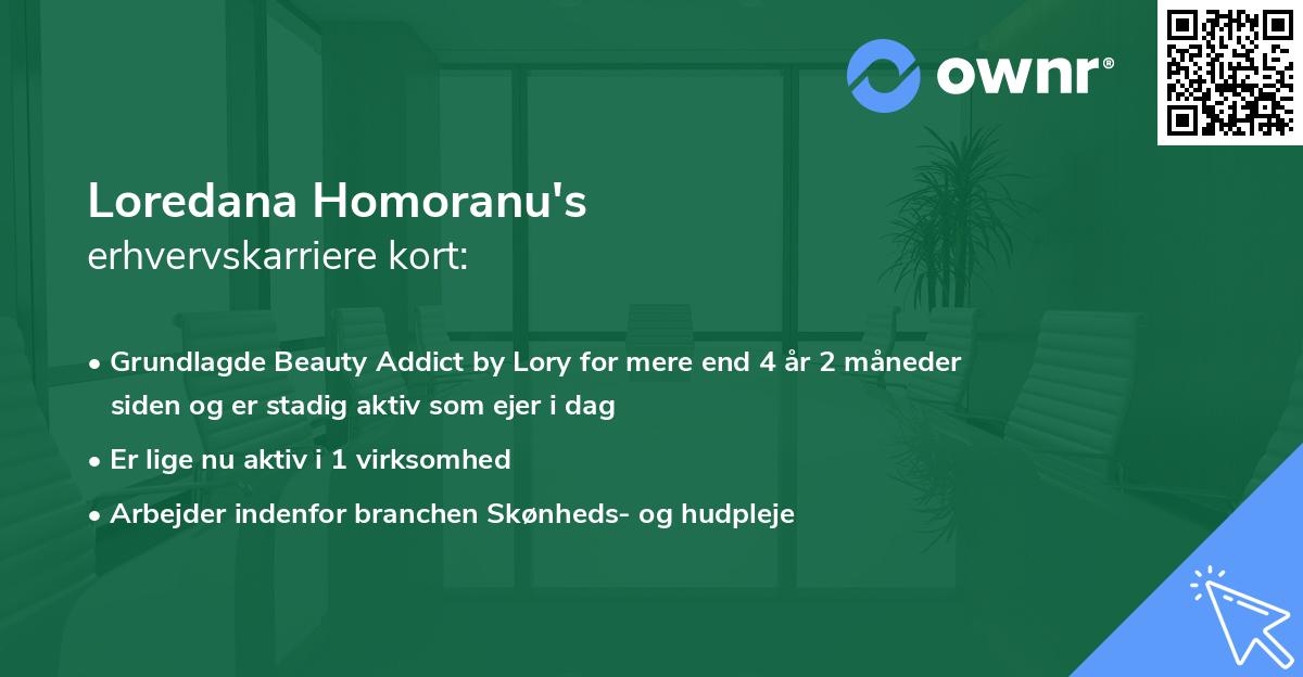 Loredana Homoranu's erhvervskarriere kort