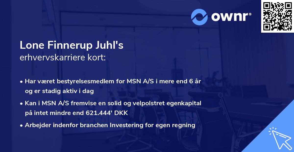 Lone Finnerup Juhl's erhvervskarriere kort
