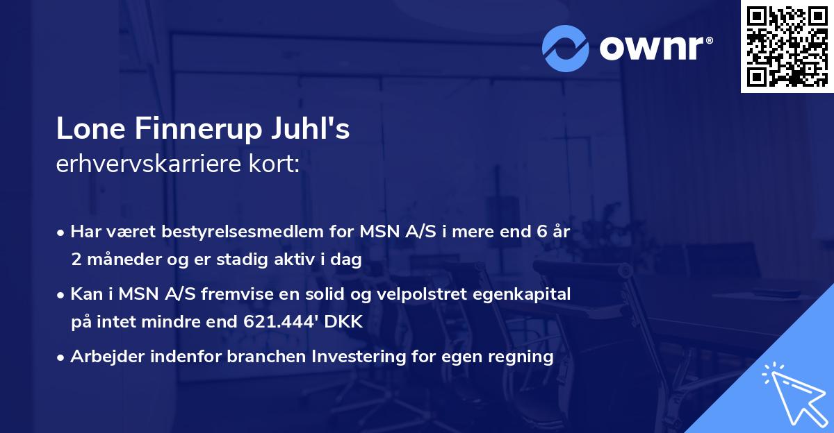 Lone Finnerup Juhl's erhvervskarriere kort