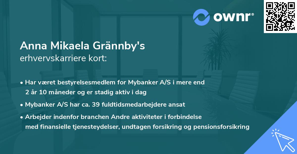 Anna Mikaela Grännby's erhvervskarriere kort