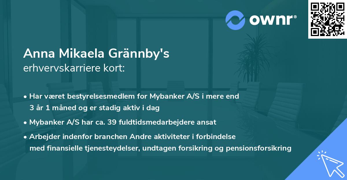 Anna Mikaela Grännby's erhvervskarriere kort