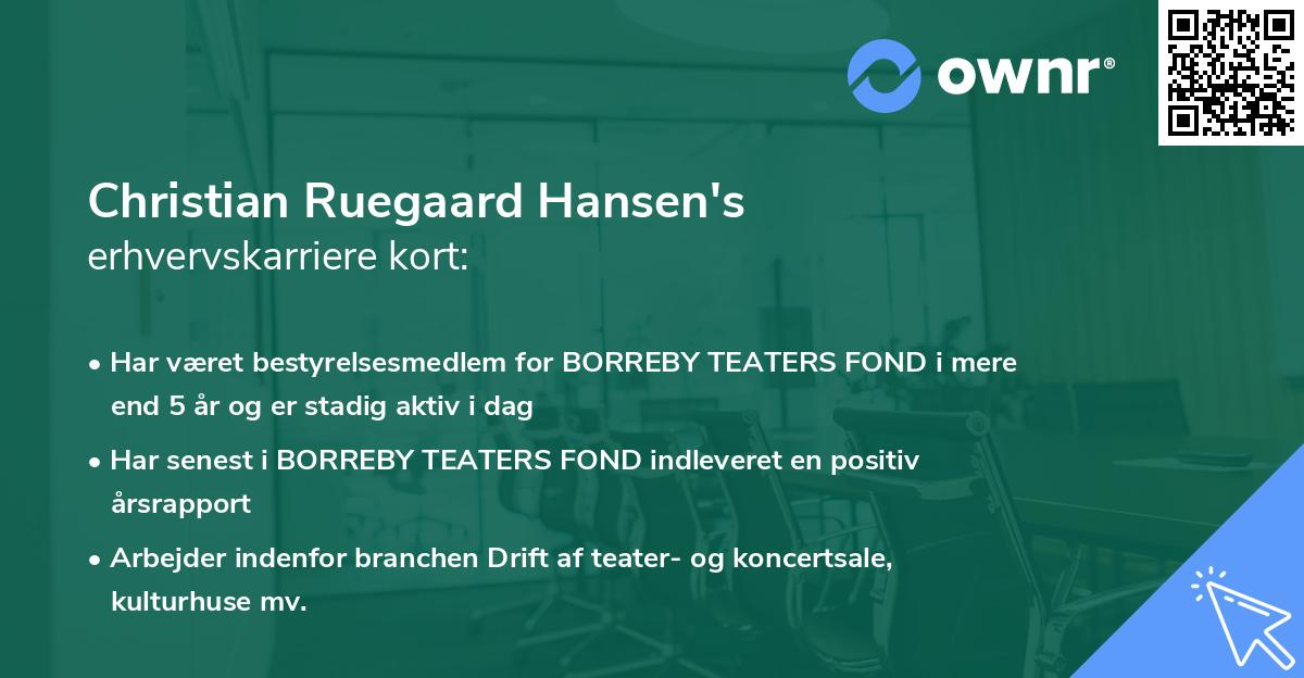 Christian Ruegaard Hansen's erhvervskarriere kort