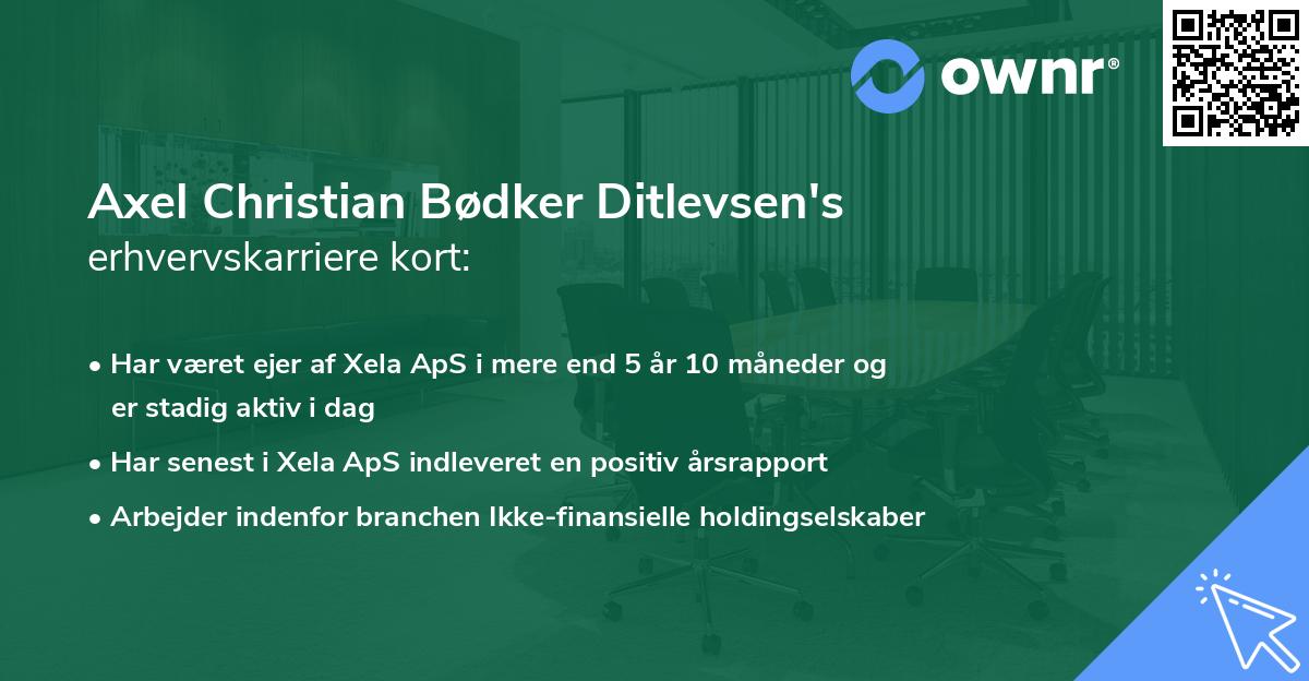 Axel Christian Bødker Ditlevsen's erhvervskarriere kort