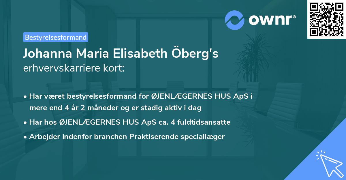 Johanna Maria Elisabeth Öberg's erhvervskarriere kort