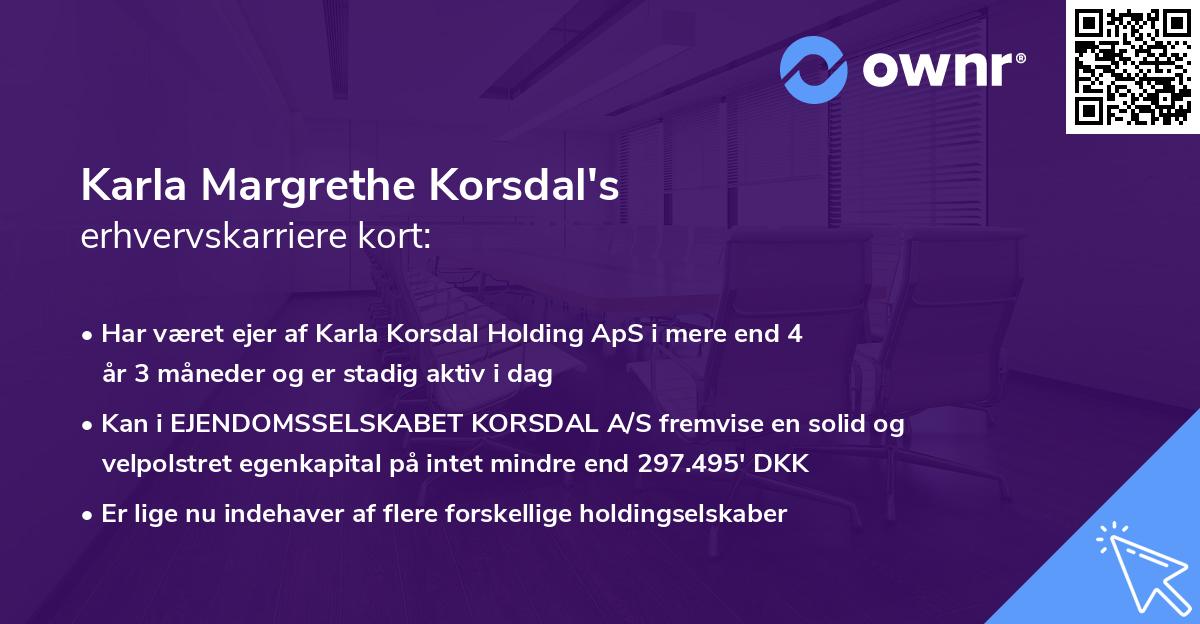 Karla Margrethe Korsdal's erhvervskarriere kort