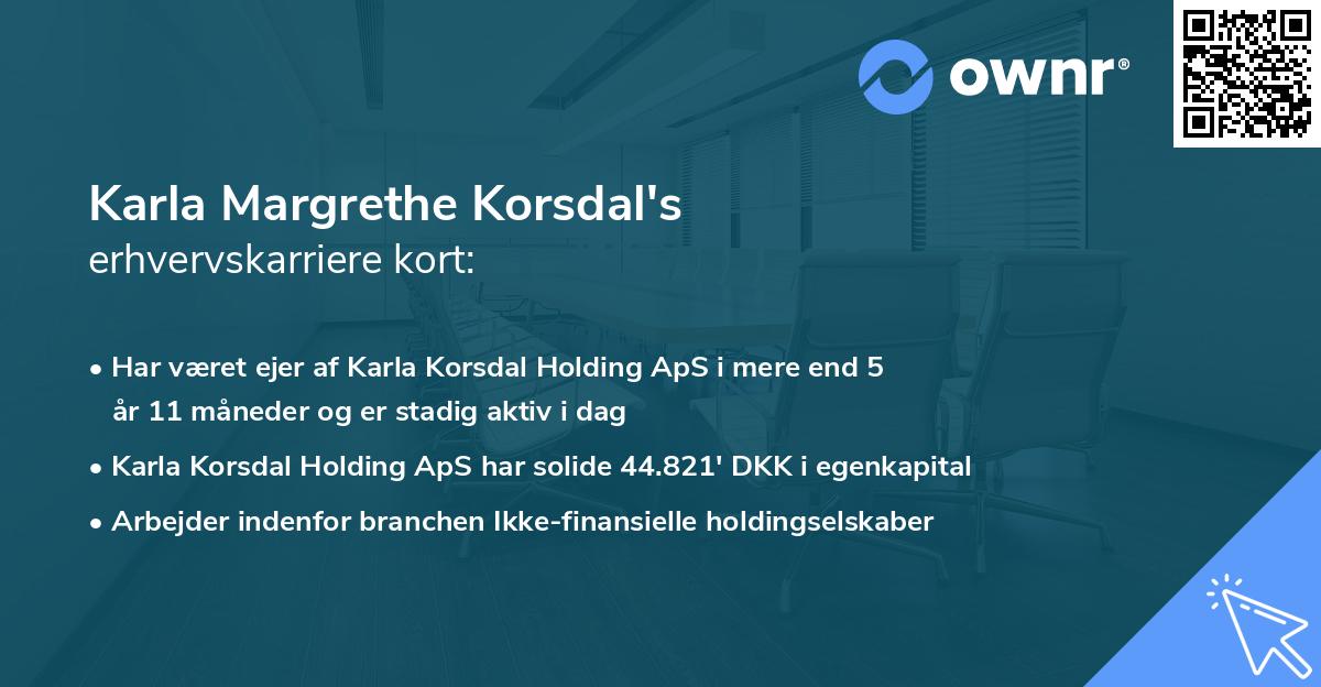 Karla Margrethe Korsdal's erhvervskarriere kort