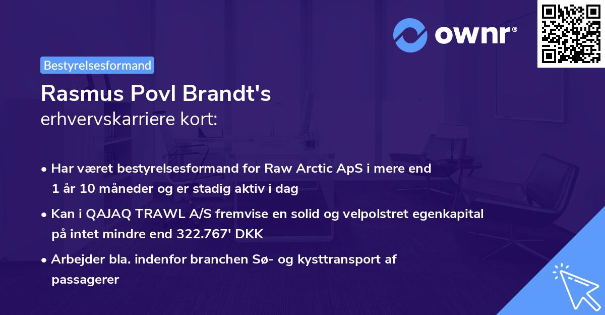 Rasmus Povl Brandt's erhvervskarriere kort