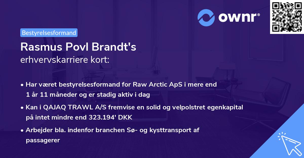 Rasmus Povl Brandt's erhvervskarriere kort