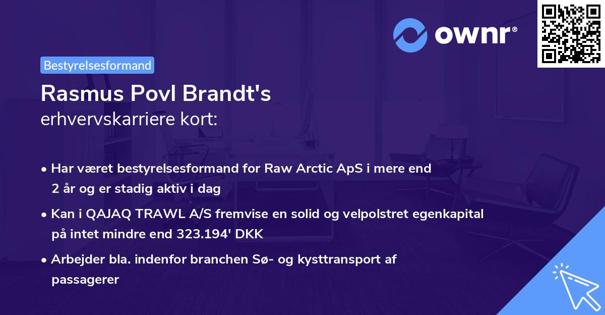 Rasmus Povl Brandt's erhvervskarriere kort