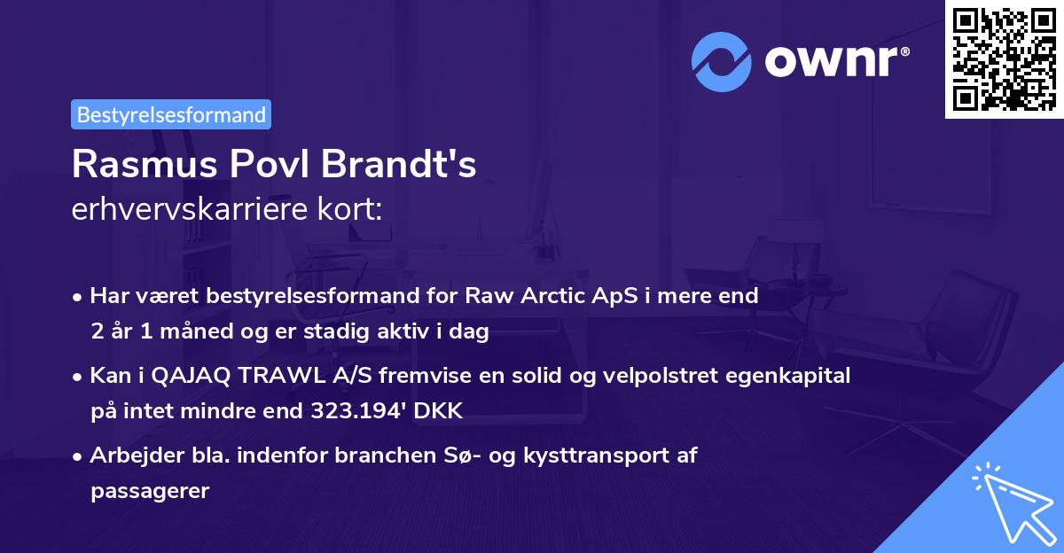 Rasmus Povl Brandt's erhvervskarriere kort