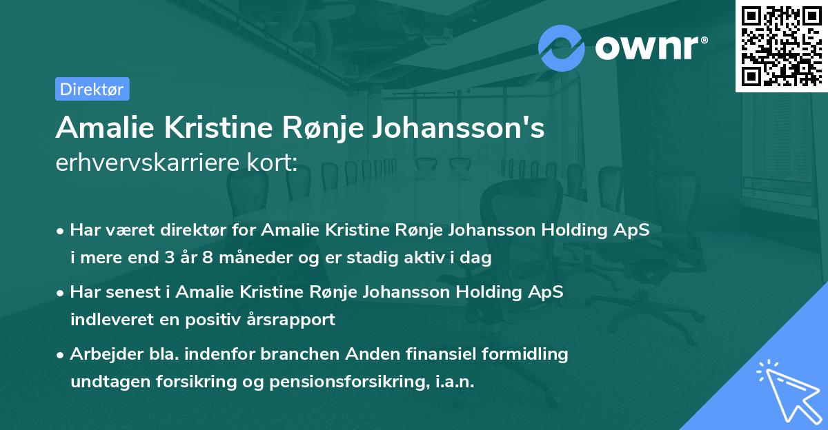 Amalie Kristine Rønje Johansson's erhvervskarriere kort