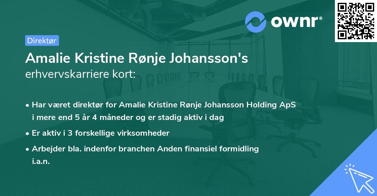 Amalie Kristine Rønje Johansson's erhvervskarriere kort