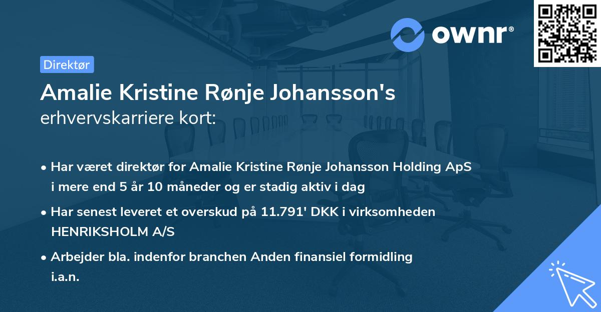 Amalie Kristine Rønje Johansson's erhvervskarriere kort