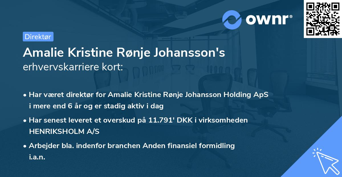 Amalie Kristine Rønje Johansson's erhvervskarriere kort