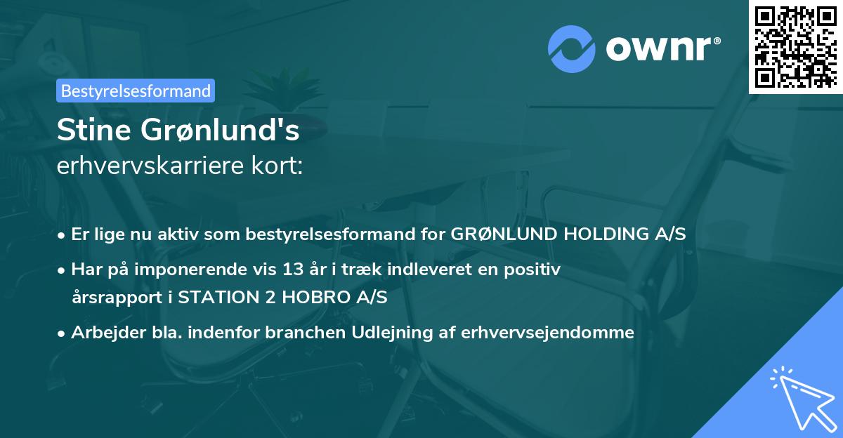 Stine Grønlund's erhvervskarriere kort
