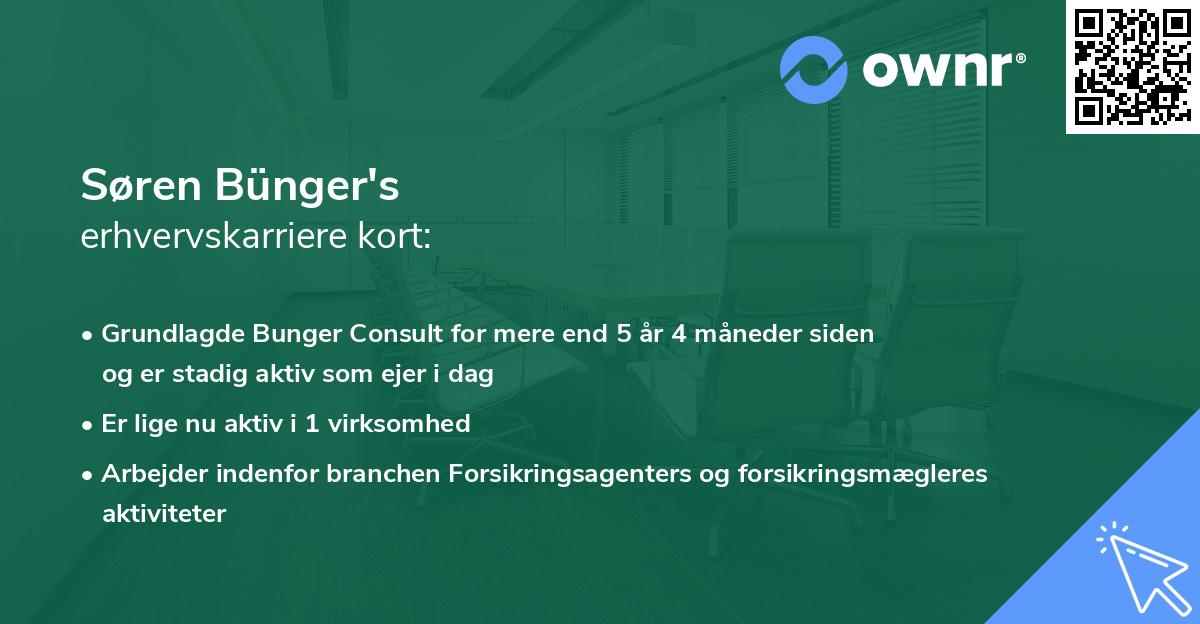 Søren Bünger's erhvervskarriere kort