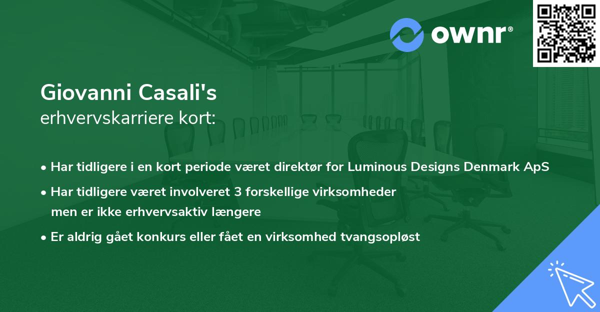 Giovanni Casali's erhvervskarriere kort