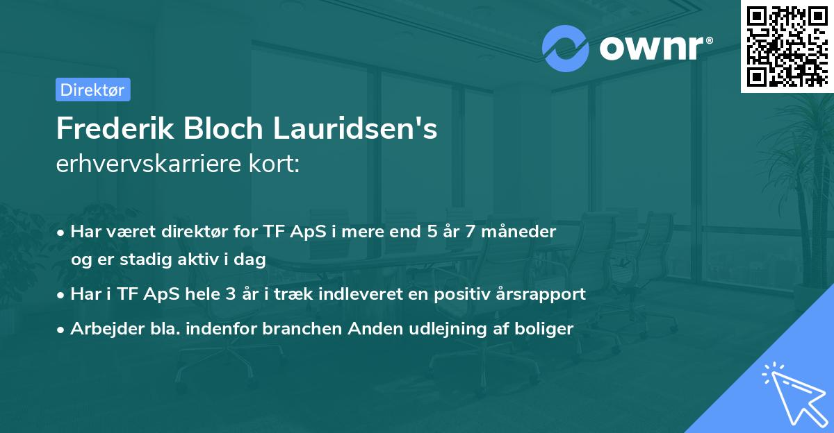 Frederik Bloch Lauridsen's erhvervskarriere kort