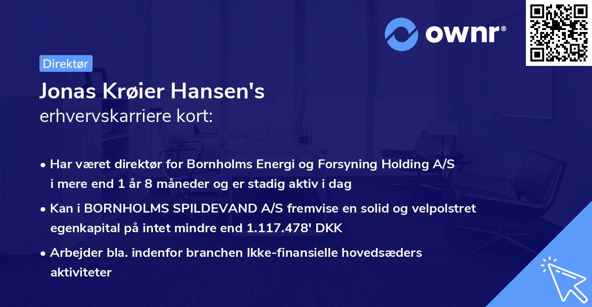 Jonas Krøier Hansen's erhvervskarriere kort