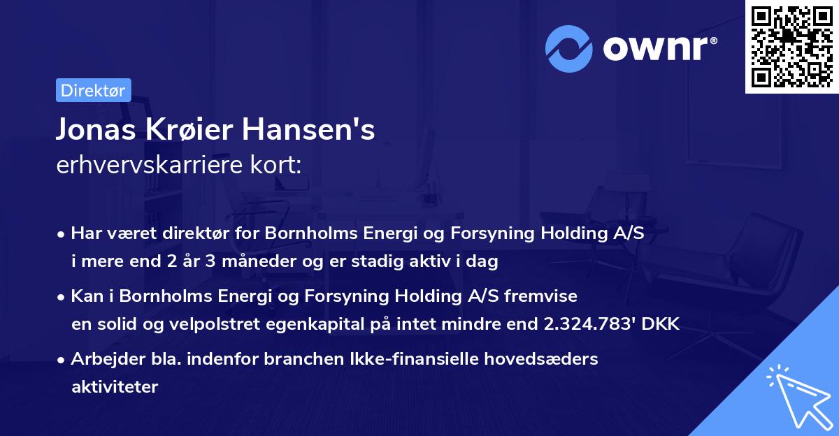 Jonas Krøier Hansen's erhvervskarriere kort