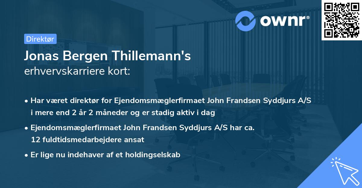 Jonas Bergen Thillemann's erhvervskarriere kort