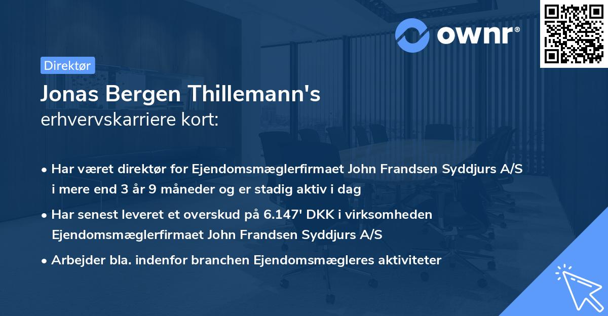 Jonas Bergen Thillemann's erhvervskarriere kort