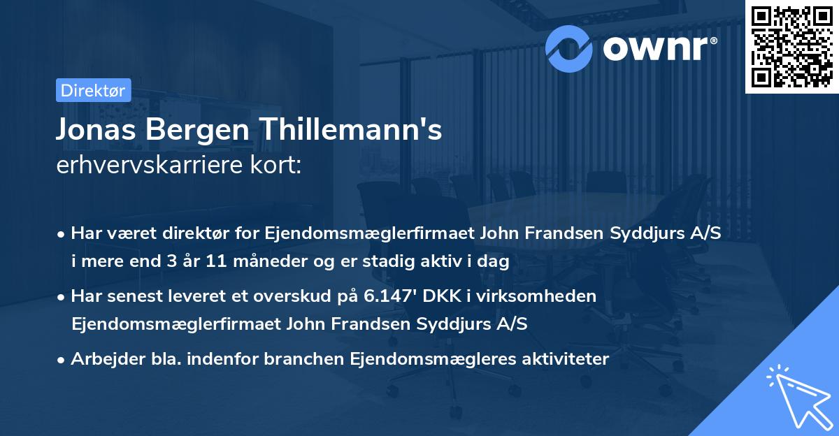 Jonas Bergen Thillemann's erhvervskarriere kort