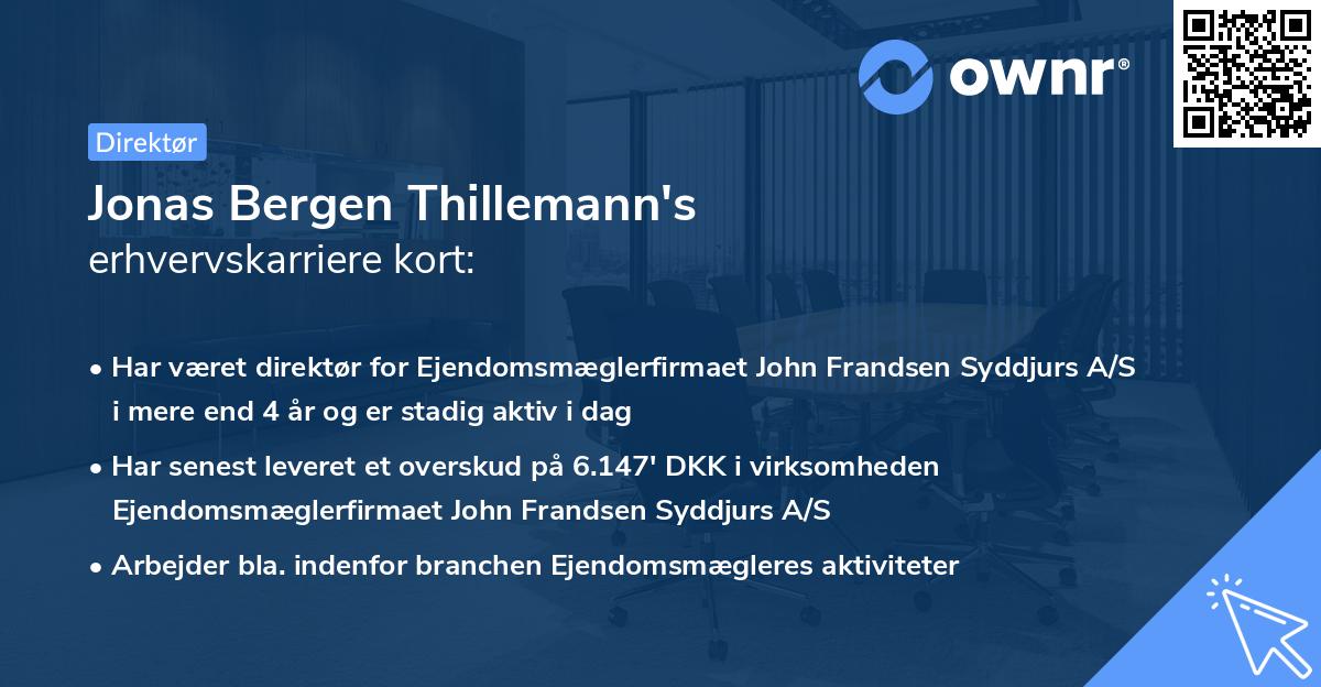 Jonas Bergen Thillemann's erhvervskarriere kort